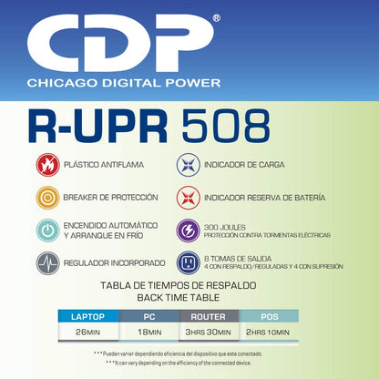 Cdp NBKCDP520 No-Break Optima 750-750 Va, 400 W, Negro, para Industrial y Oficina