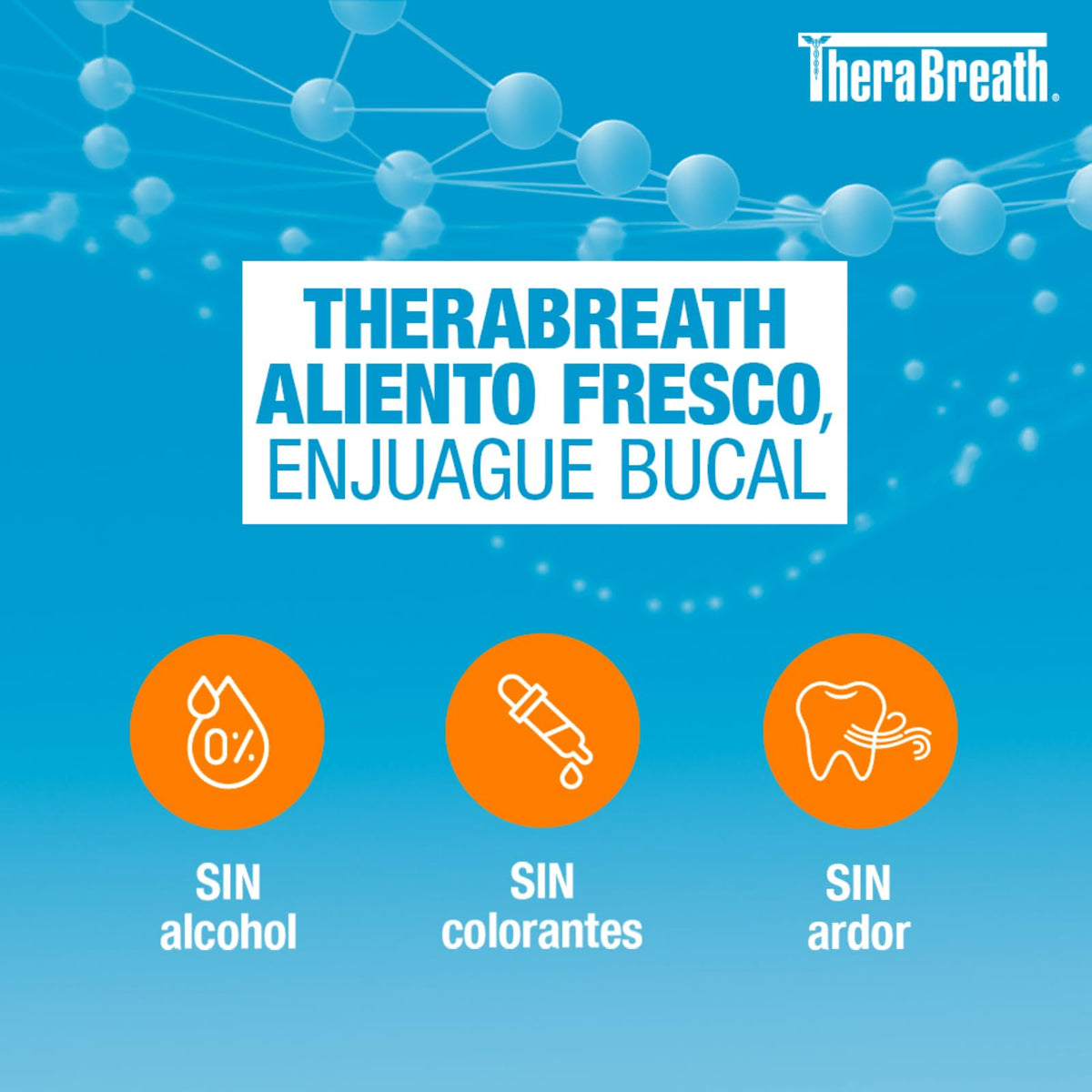 TheraBreath Enjuague Bucal - Sabor Menta Fresca, 473 ml, Combate El Mal Aliento Hasta Por 12 Horas, Sin Alcohol, Sin Ardor y Sin Colorantes Artificiales, Creado Por Dentistas.