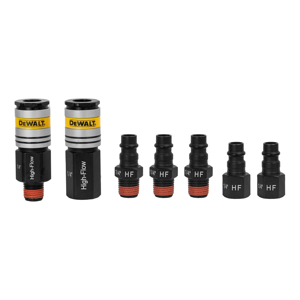 DEWALT - Acoplador de alto flujo (2 piezas) y enchufe NPT de 1/4 pulgadas (5 piezas) Kit (DXCM036-0205)