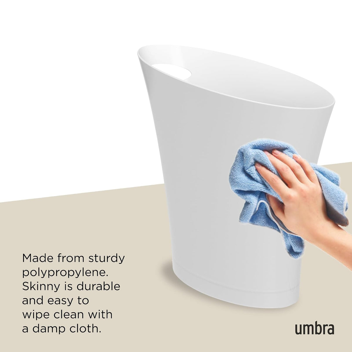 Umbra Skinny Bote de basura, Blanco metálico