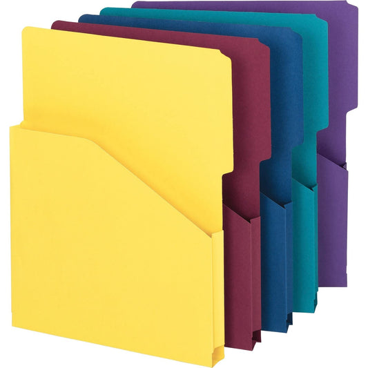 Smead Organized Up - Chaqueta expandible de barra, pestaña de corte 2/5, expansión de 1 pulgada, tamaño carta, colores surtidos, 5 por paquete (75445)