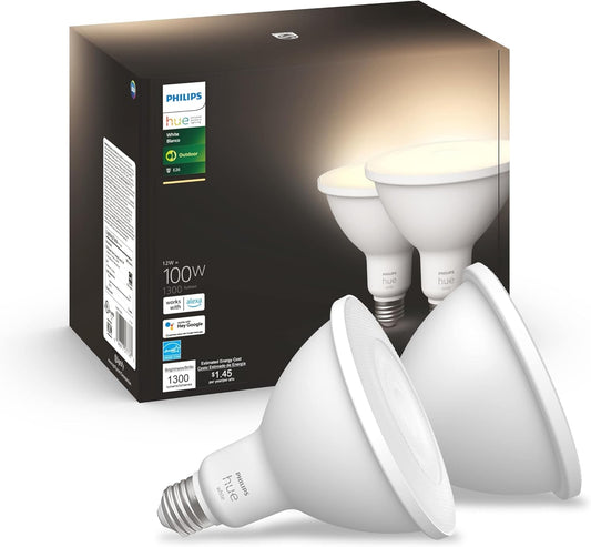 Philips Hue PAR38 - foco LED LED de 100 W equivalente a agua, regulable, inalámbrica, inteligente (2 unidades)