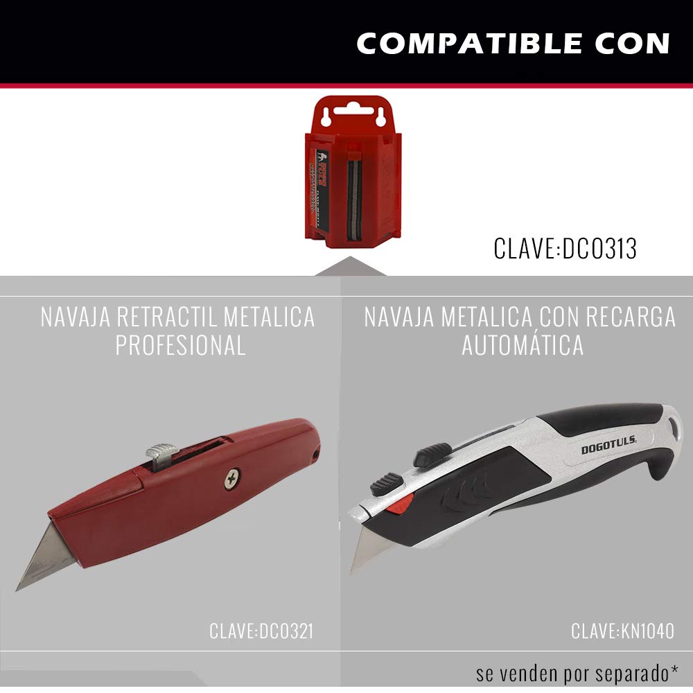 Dogotuls DC0313 Cuchilla de acero SK7 Repuesto para Navaja Retráctil con 100 Piezas