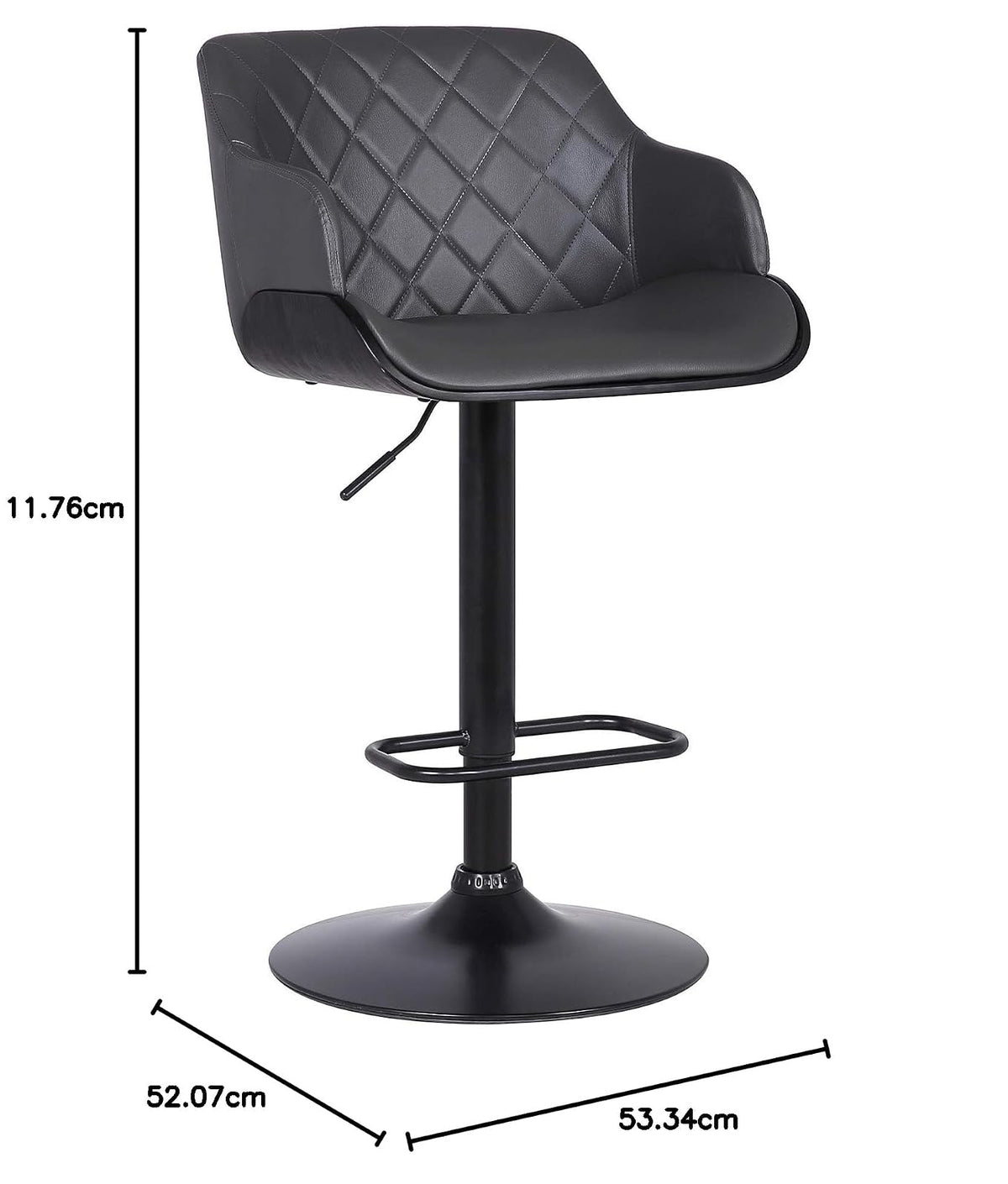 Armen Living LCTOSWBAWABL Toby Taburete Giratorio de Piel sintética, Ajustable, Negro, Cromo, Nogal
