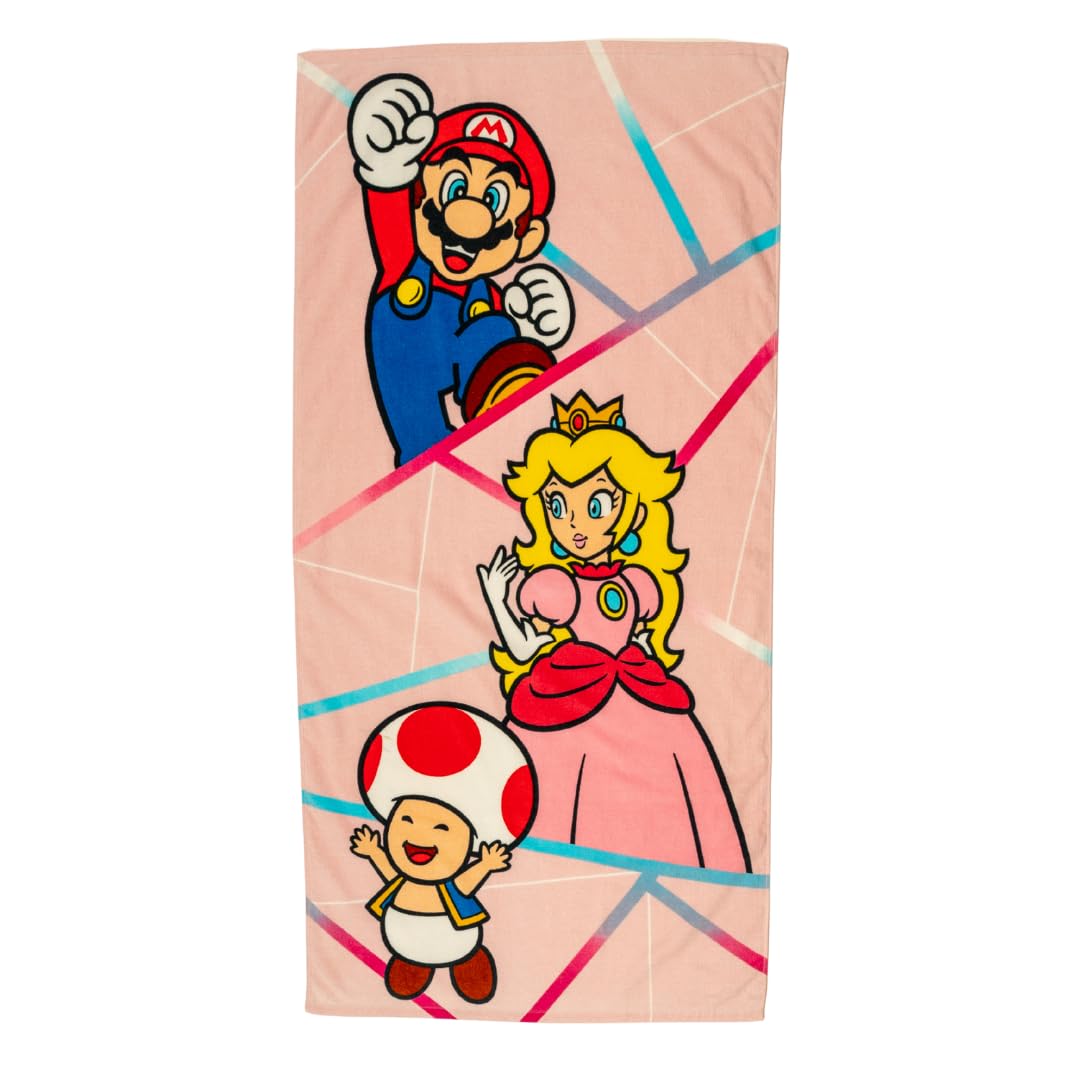 Franco Super Mario Girl Princess Peach Kids Toalla de baño, Piscina y Playa de algodón súper Suave, 58 x 28 Pulgadas, (Producto con Licencia Oficial)