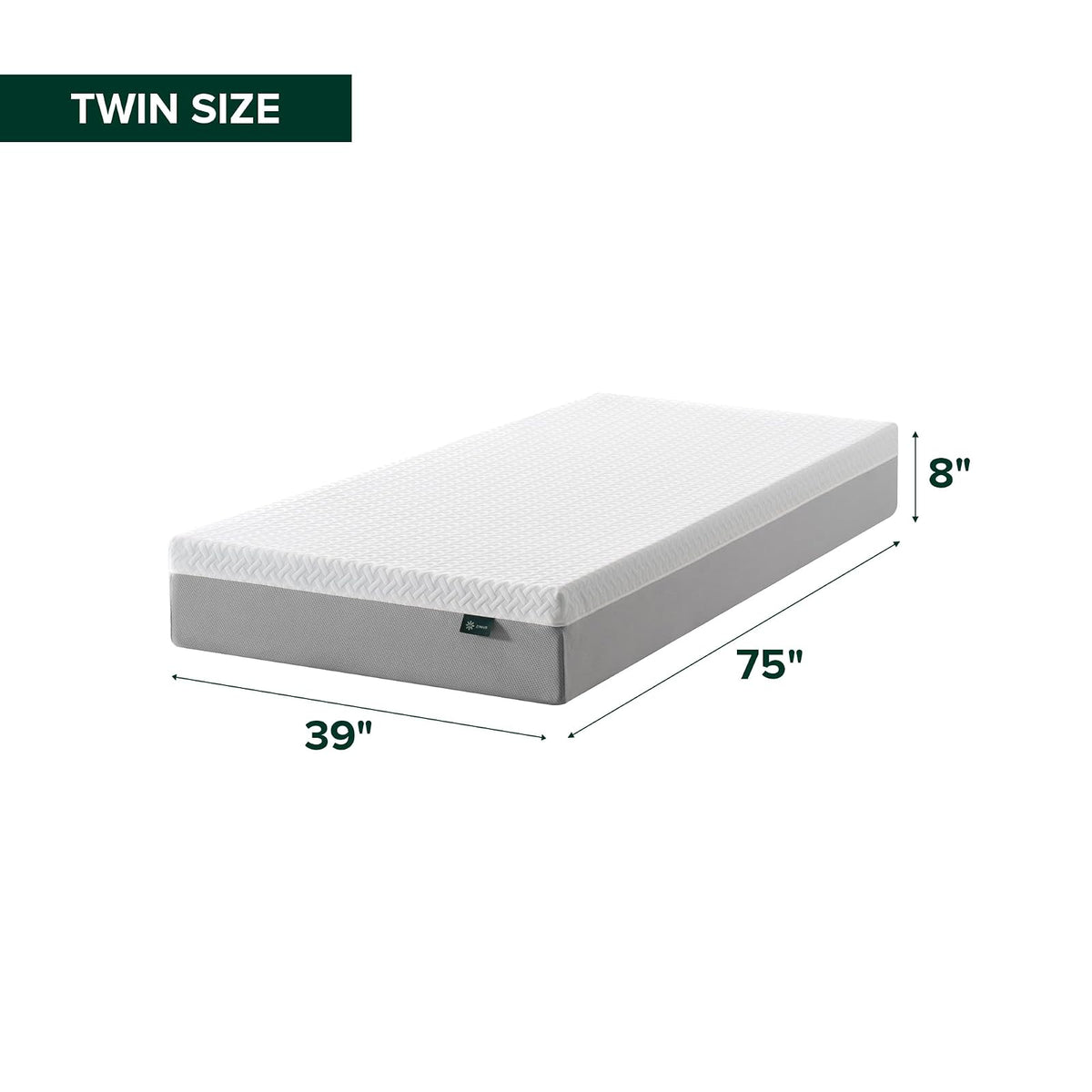 ZINUS - Colchón de Espuma viscoelástica Esencial de té Verde de 8 Pulgadas, Cama en una Caja, colchón asequible, Certificado CertiPUR-US,