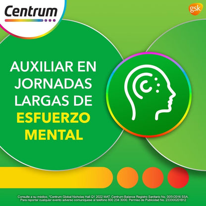 Centrum Multivitamínico Balance com Magnesio, Vitamina C, Hierro, Potasio y Zinc, 100 Tabletas