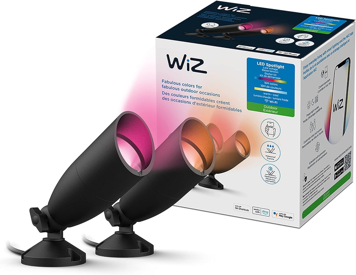 WiZ Kit de inicio 2 Reflectores Inteligentes con luz multicolor 10 watts para exteriores