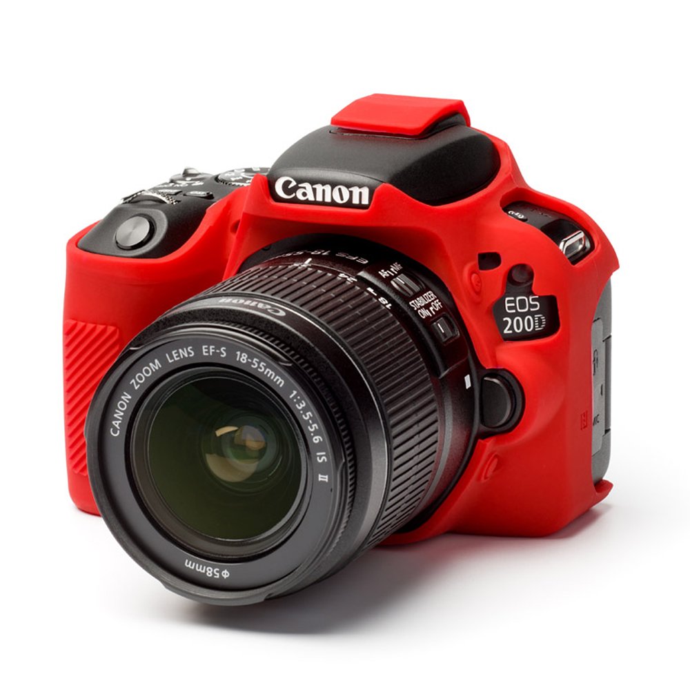 EasyCover Funda Protectora para Cámara Fotográfica Canon 200D/SL2 y 250D/SL3, Color Rojo
