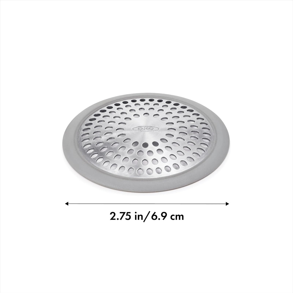 OXO Good Grips Protector de Drenaje para Tina | Acero inoxidable a prueba de óxido, borde de silicona antideslizante, se adapta a desagües de ducha estándar