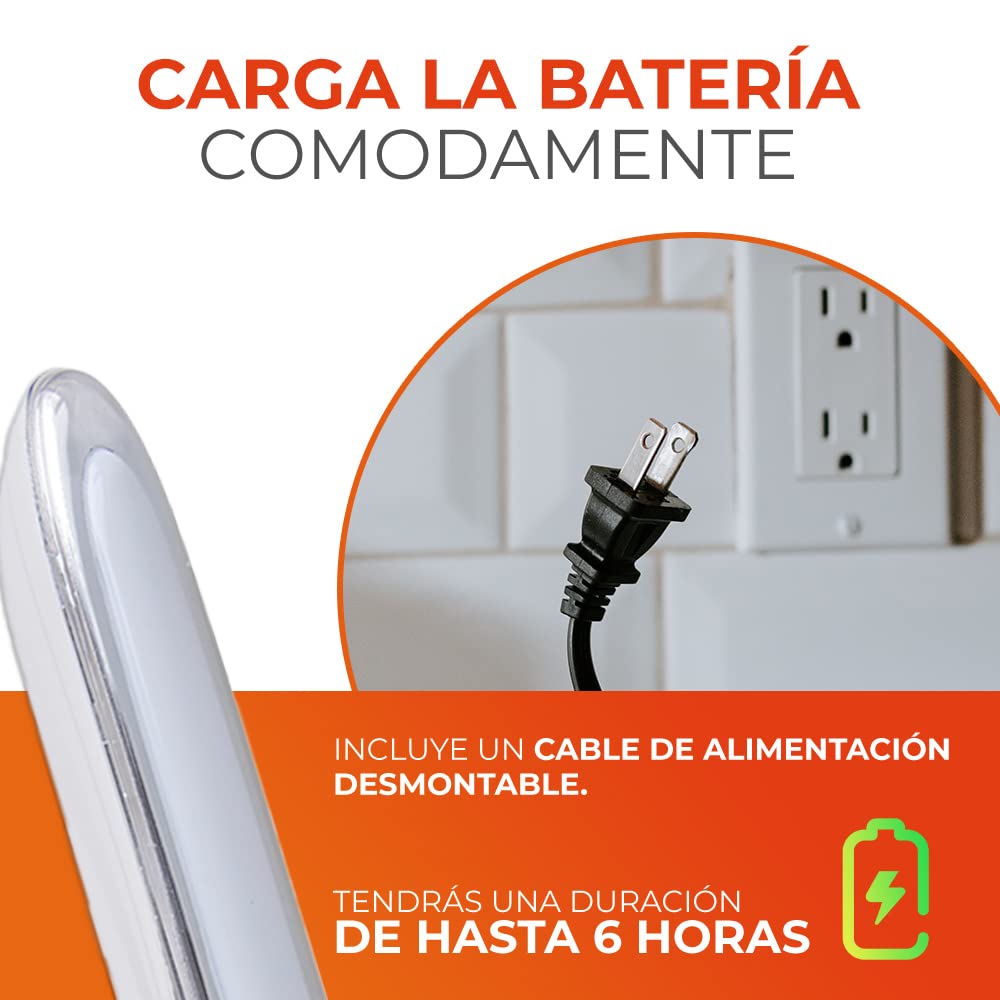 Tecnolite - Lámpara LED de Emergencia Portátil, Recargable, Luz de Día 6500 K, 0.8 Watts de Potencia
