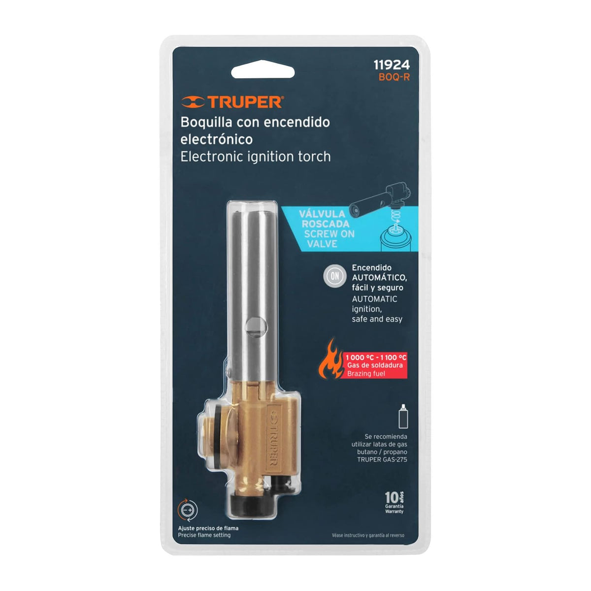 Truper BOQ-R, Boquilla con encendido electrónico, para lata roscada