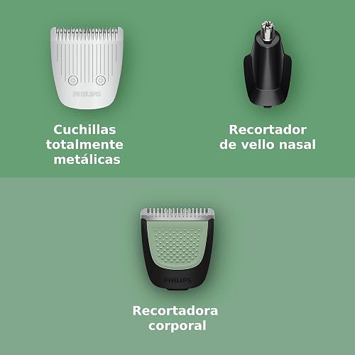 Philips Multigroom Serie 5000 | Recortadora 10 en 1 para Hombre con Cuchilla de Precisión | Barba, Nariz, Orejas y Cuerpo | 10 piezas | MG5922/15