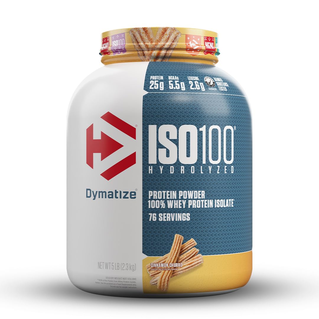 Dymatize ISO100 Proteína Aislada Hidrolizada de Suero, Cinnamon Churro, 5 libras, 25 gr proteína por porción, Sin Gluten
