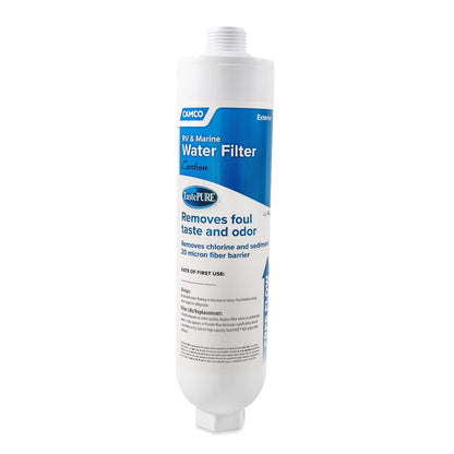 Camco Filtro de Agua Extra Grande: Reduce Mal Sabor, Olor, Sedimentos, Bacterias y Cloro - 1 Unidad - Filtro de Agua Potable para Caravana y Barco - Certificado Sin Plomo - 40019 - Filtro - Weekender