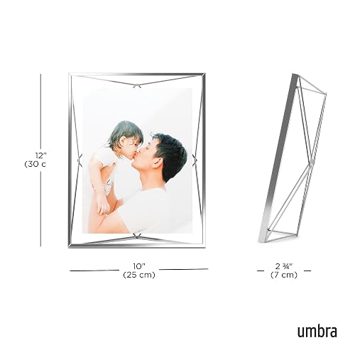 Umbra Prisma Marco de fotos 8x10 (20,32 x 25,4 cm): expositor metálico flotante para pared o escritorio, ideal para fotos, obras de arte, ilustraciones y más, cromado