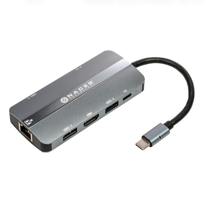 NACEB Technology - Hub USB-C 8 En 1 para Laptop - HDMI 4K RJ45 Ethernet 3 USB 3.0 Lector SD TF Carga PD 100W - NA-0129 Gris