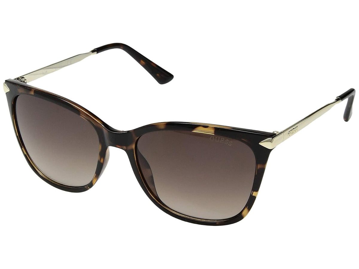 Guess Gu7410 - anteojos de sol rectangulares para mujer, color negro brillante y ahumado, 55 mm