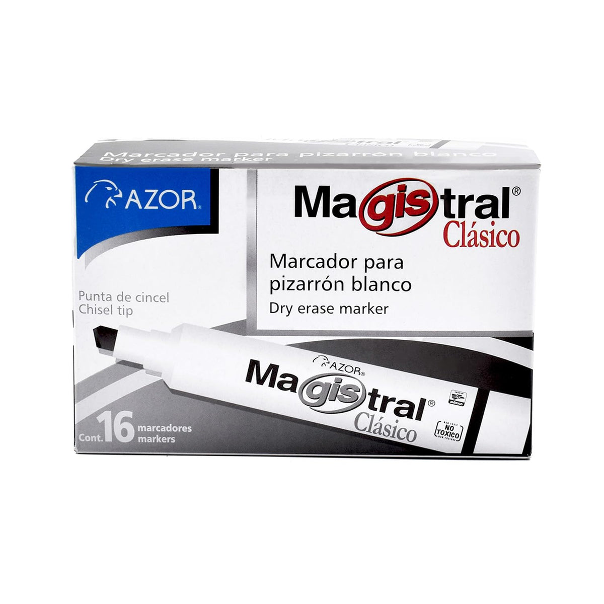AZOR - Marcadores Para Pizarron Blanco, 16 Piezas, Multicolor, Magistral Clasico, Punta De Cincel, Borrado Sin Residuos, 301.83416