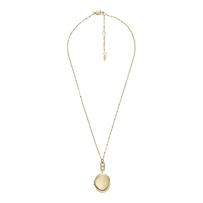 Fossil Women's Plated Stainless Steel Engravable Personalized Gift Pendant Chain Necklace for Women