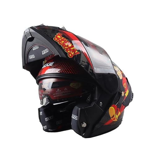 Casco Modular - Chapulin - Visor Anti Baho Motocicleta Marca Edge - Visor Doble ANTIVAHO Certificado Dot Moto - Cascos Motocross Pegatina Pegatinas Protector Mujer Hombre