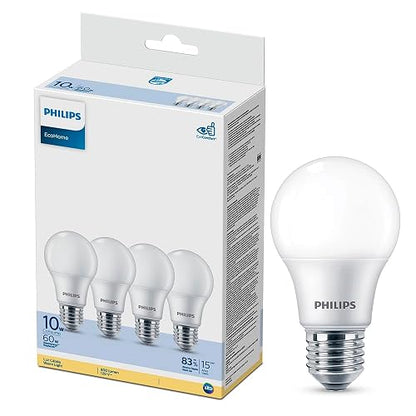 Philips LED Focos EcoHome Luz Cálida 10W E27 4 Pack