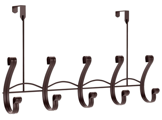 Richards Ganchos sobre la puerta – Acero inoxidable y colgador resistente para ropa, chamarra, toalla, bolso, bata, sombrero y bolso | 17 x 3 x 10 pulgadas | Durango - Bronce