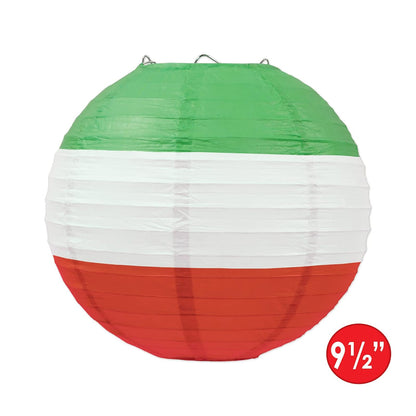 Beistle 54655-RWG Paper Lanterns, 9 1/2-Inch, Red/White/Green