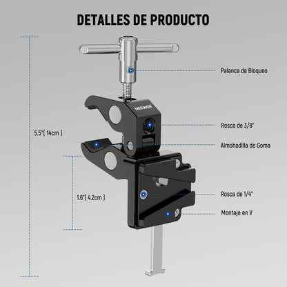 NEEWER Mini V Montaje Placa de Batería con Rosca de 1/4" y Botón de Liberación Rápida, Compatible con FXLION Sony V Montaje de Baterías y Abrazaderas de Varilla de 15mm, PS006