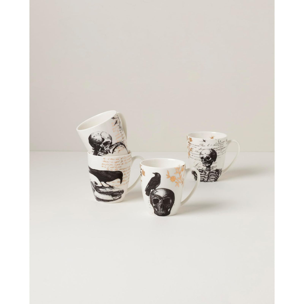 Lenox - Juego de 4 tazas clásico de Halloween, color blanco