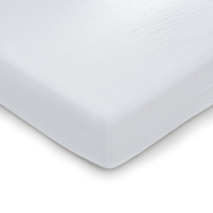 Comfy Cubs Sábana de Algodón Muselina Cuna – Suave y Transpirable – Se Ajusta a Colchones de Cuna y Cama Infantil – Elástico Seguro y Ajuste Perfecto – para Niños y Niñas – Blanco
