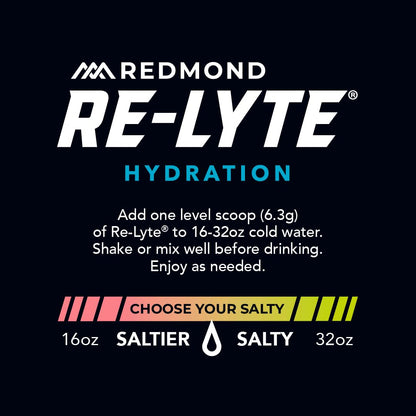 REDMOND RE-LYTE, Electrolitos Naturales con Real-Salt, Hidratación Clean sin Calorías ni Azúcares, 60 Porciones, Sabor Watermelon Lime