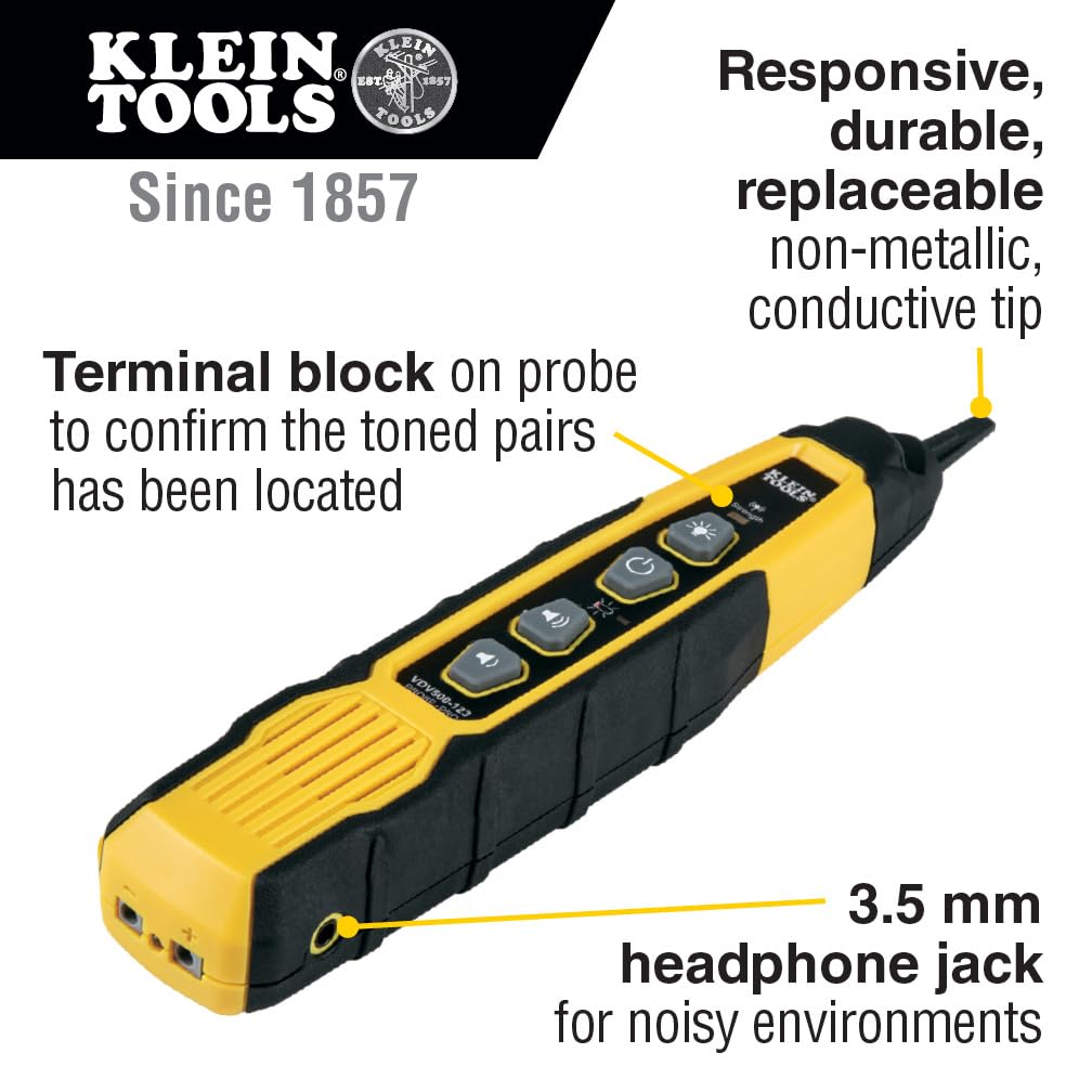 Klein Tools VDV500-820 Juego de rastreo de cables eléctricos Tone and Probe PRO, baterías y bolsa de transporte