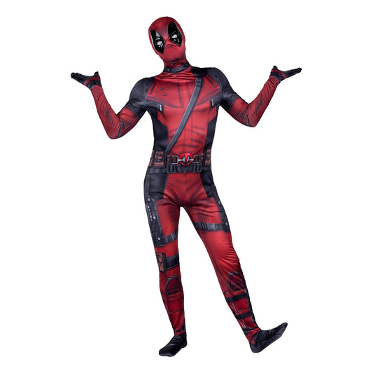 MARVEL Deadpool - Disfraz oficial de Halloween de Zentai para adultos, elastano elástico con aberturas en la muñeca (L)