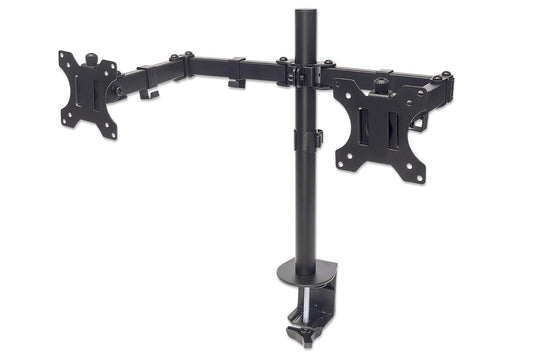 Manhattan - Soporte para Monitor, Adaptable a Pantalla de 13" a 32", hasta 8 kg de Carga, Montaje para 2 Pantallas en Escritorio, para Monitor de Pantalla Plana, Movimiento articulado, Ajuste Altura