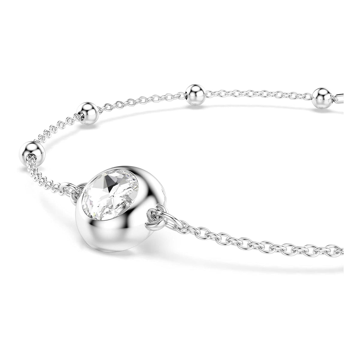 Swarovski Pulsera Una Angelic, Talla redonda, Blanca, Baño de rodio