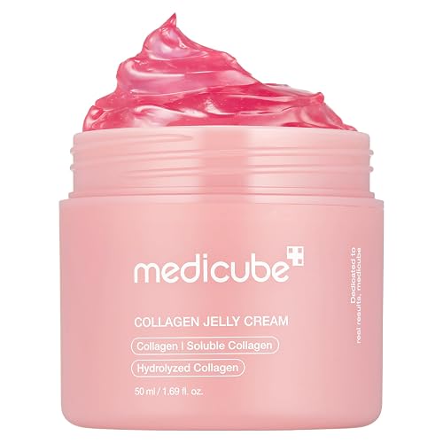 MEDICUBE Collagen Jelly Cream, Crema Facial en Gel con Colágeno Soluble e Hidrolizado, Hidratación y Efecto Glow para Piel con Apariencia Firme y Suave, 50 ml