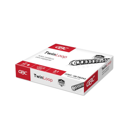GBC Arillo Metálico Twin Loop 3:1-3/8" para Engargolar, Color Negro, Paquete con 100 Piezas. P7242