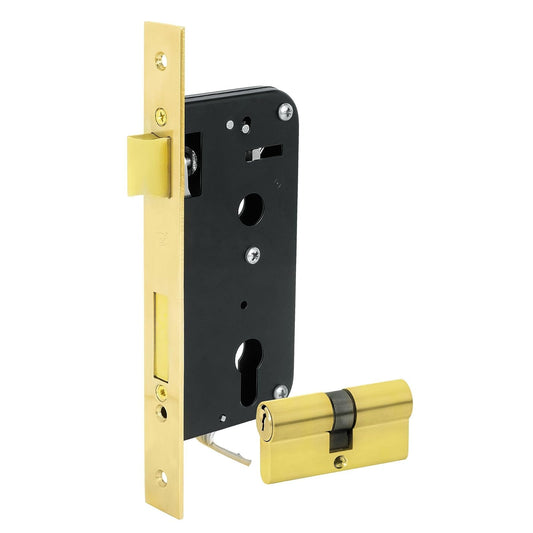 Lock LMG45QLB Mecanismo de embutir función doble, latón brillante, llave de puntos