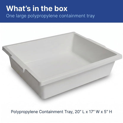 United Scientific™ Bandeja de Contención Multiusos de Polipropileno, Bandeja de Laboratorio para Esterilización y Secado de Suministros de Laboratorio, Rectangular Blanca Clásica