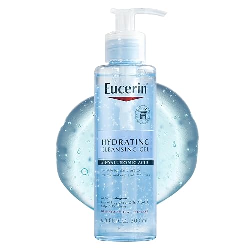 Eucerin Gel limpiador hidratante, limpiador facial diario formulado con ácido hialurónico, 6.8 onzas líquidas