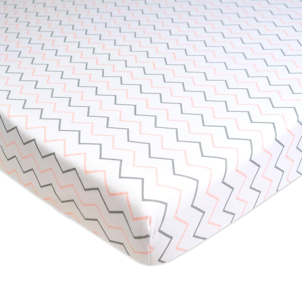 American Baby Company Sábana Ajustable de Algodón para Mini Cuna - Zigzag rosa - Twin