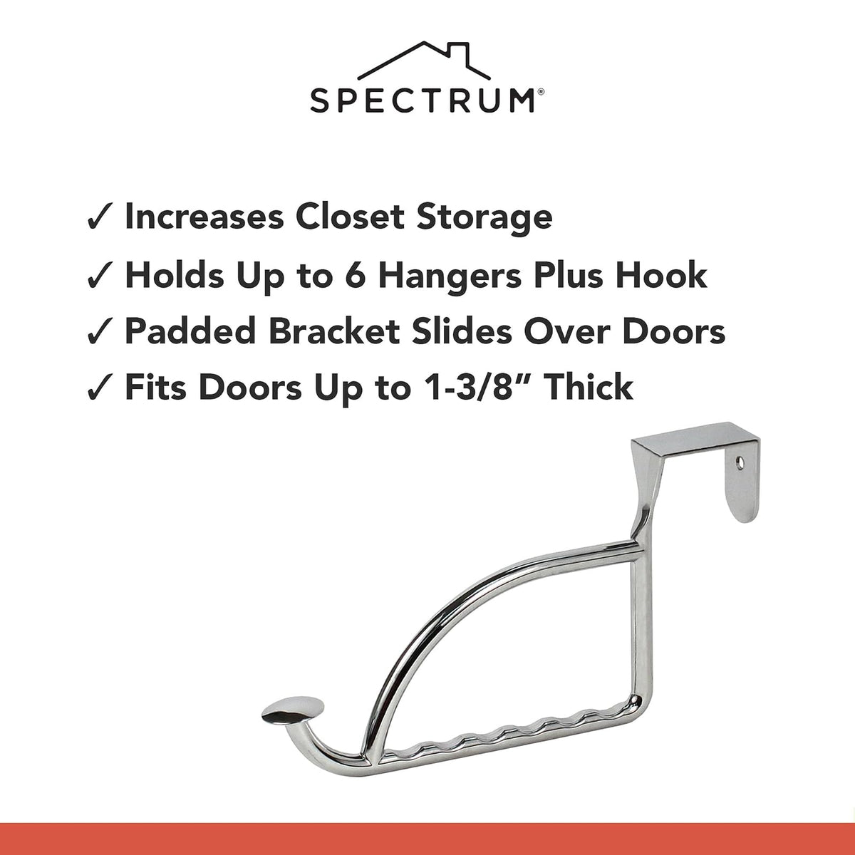 Spectrum Diversified Designs - Soporte y gancho, extensor sobre la puerta, recámara y lavadero, estante de secado para colgar ropa, chapado en cromo