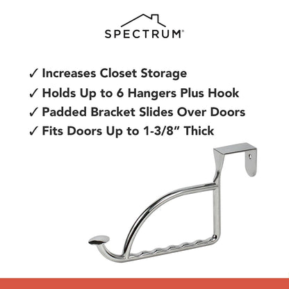 Spectrum Diversified Designs - Soporte y gancho, extensor sobre la puerta, recámara y lavadero, estante de secado para colgar ropa, chapado en cromo