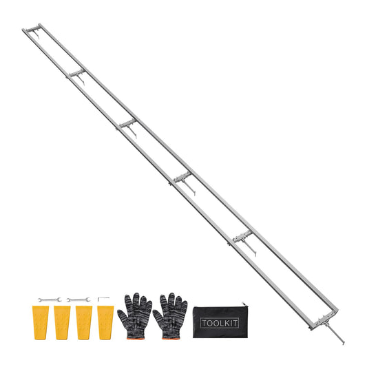 VEVOR Aserradero Móvil para Motosierra 4,57 m, Riel de Guía para Aserraderos Móviles con 6 Barras Transversales, 4 Cuñas, Kit de Guía de Fresado de Rieles Ajustable para Constructores, Carpinteros