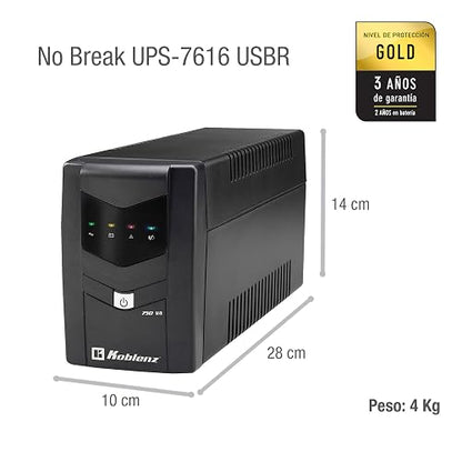 NO Break Koblenz 7516 USB/R Capacidad 750 VA / 450 Watts
