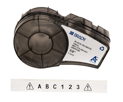 Brady Cinta adhesiva de vinilo de alta adherencia (M71C-2000-595-WT) – Negro sobre blanco – Compatible con impresoras de etiquetas BMP21-PLUS, IDPAL y LabPAL – 21 pies de largo, 0.375 pulgadas de ancho
