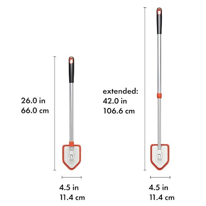 OXO Good Grips Cepillo fregador para la tina y azulejos, expandible | Limpiador de pared de baño, mango ajustable, alcance extendido, cabezal de cerdas angulares, lechada, azulejo, esquinas