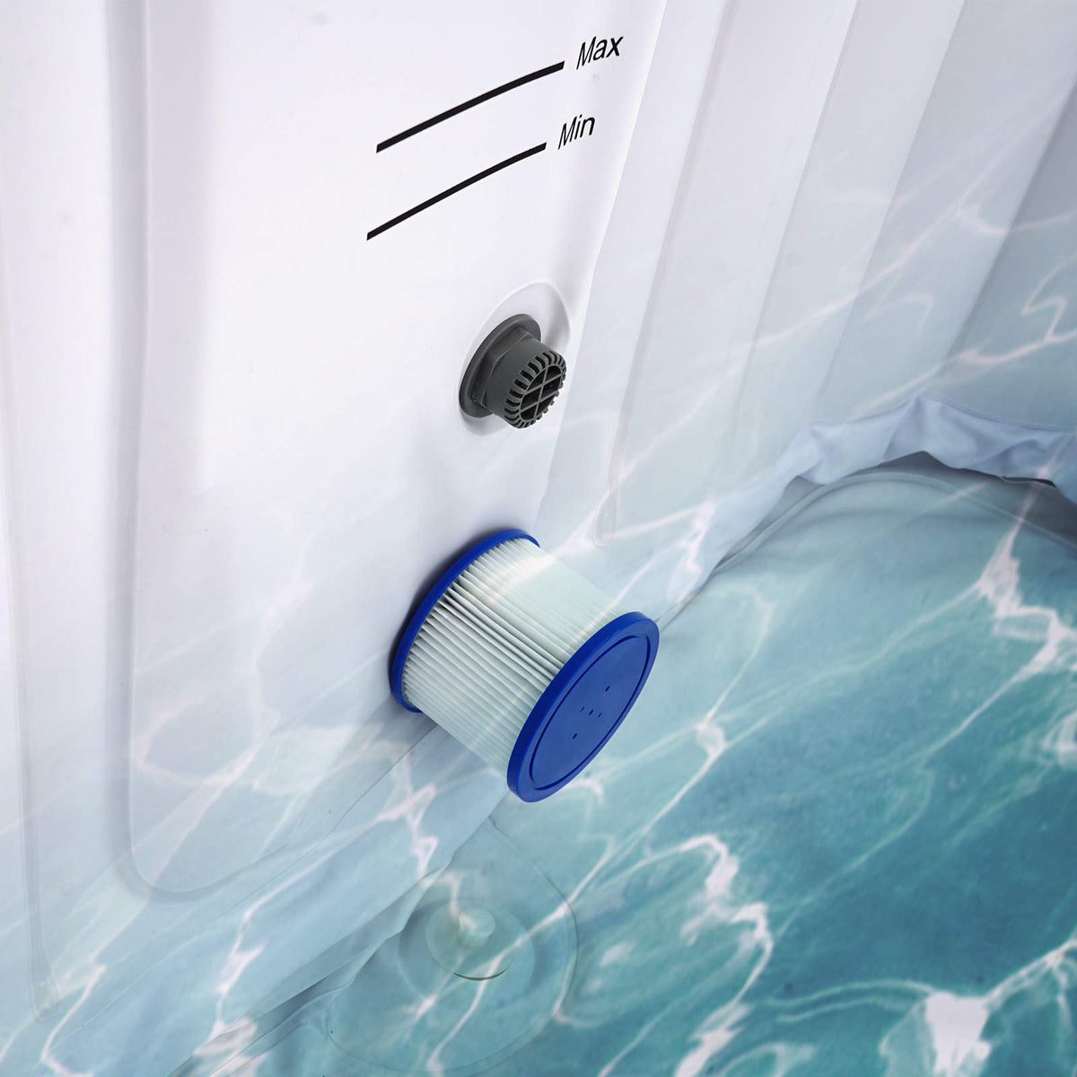 AquaSpa - 4 Cartuchos de Repuesto para Filtro de Tina de hidromasaje para Piscina, SPA, Tipo PM_SPA-P154_Gris/Negro/Blanco/Vino, Papel de Filtro Blanco Plegable para Muchos Modelos de Piscina de