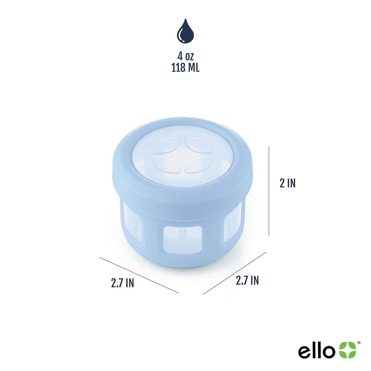 Ello Recipientes de plástico reutilizables para condimentos de 4 onzas cada uno con tapa atornillada a prueba de fugas, paquete de 6 | Perfecto para aderezo para ensaladas, salsas, lonchera, picnic,